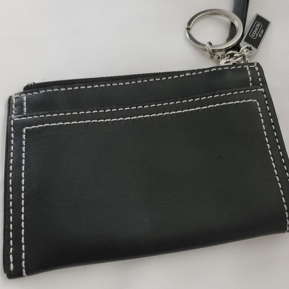 Coach Key Pouch, 4" x 3", Black - Picture 2 of 4